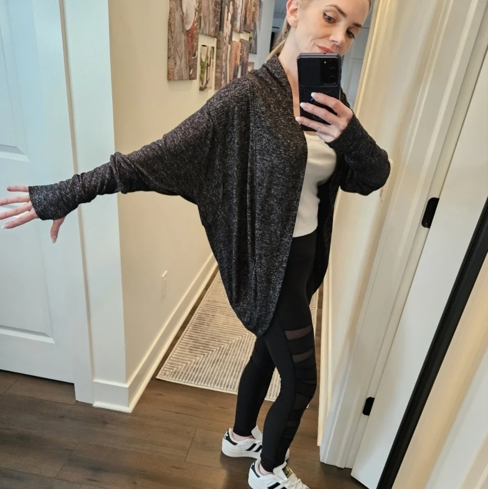 Athleta Heatheres Gray Open-Front Cardigan - Size Small